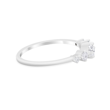 Petite Dainty Fashion Ring Round Simulated Cubic Zirconia 925 Sterling Silver